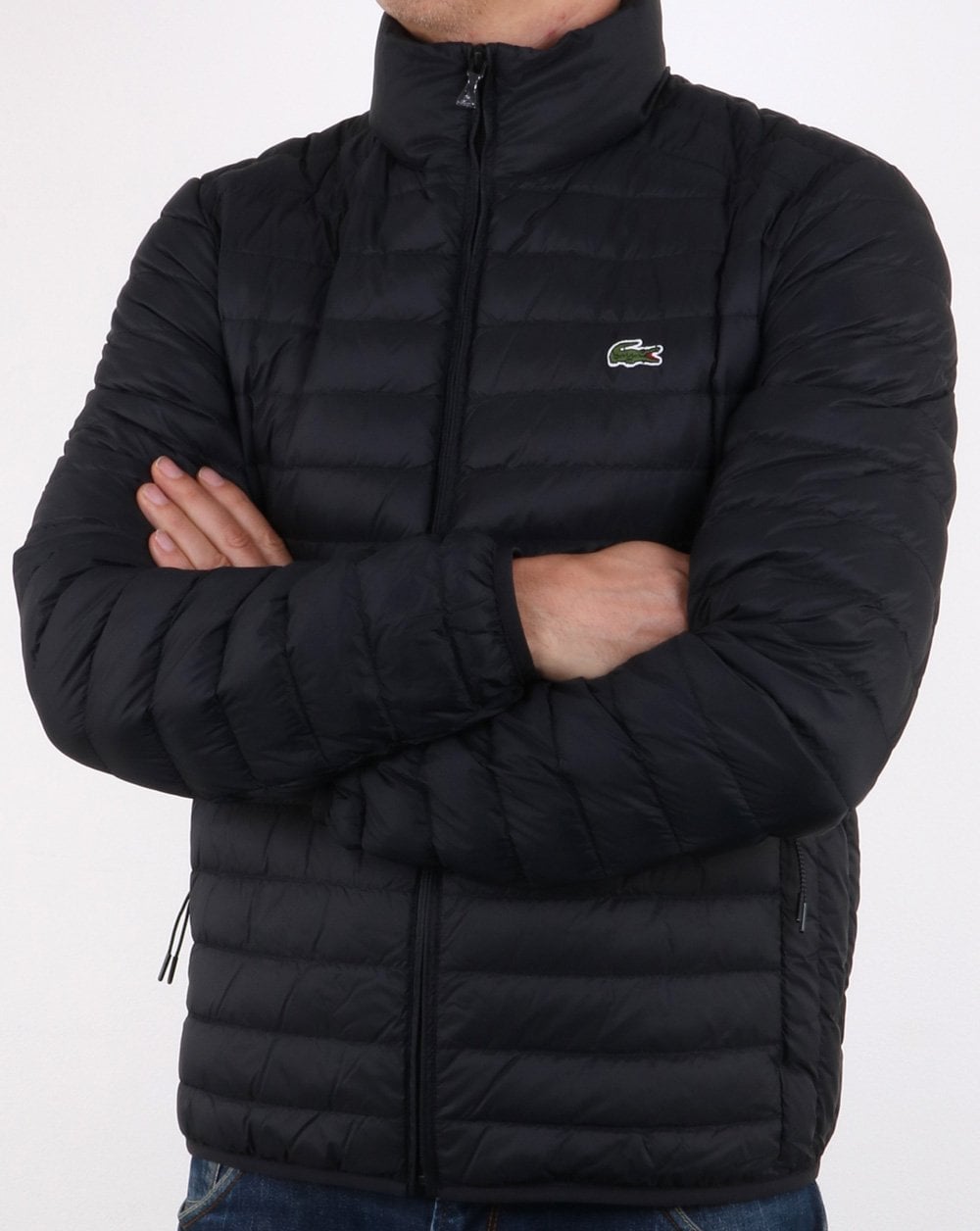 Lacoste – Steppjacke mit Kontrastfutter in Schwarz