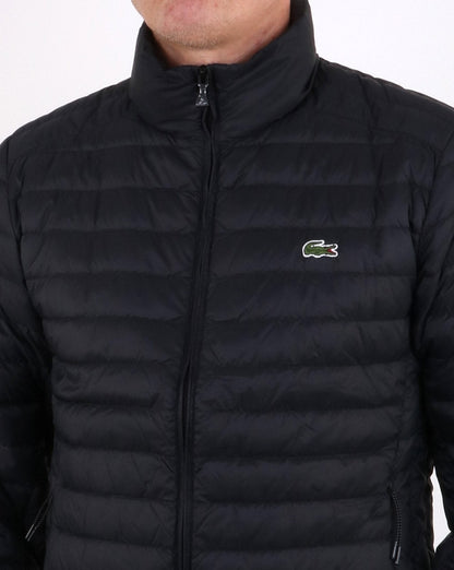 Lacoste – Steppjacke mit Kontrastfutter in Schwarz