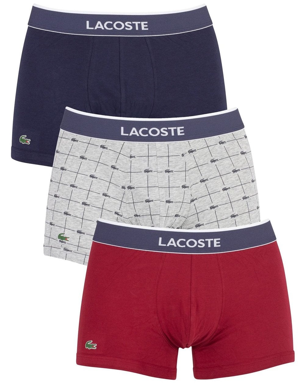 Lacoste Dreierpack Boxershorts Marineblau/Grau/Reitrot