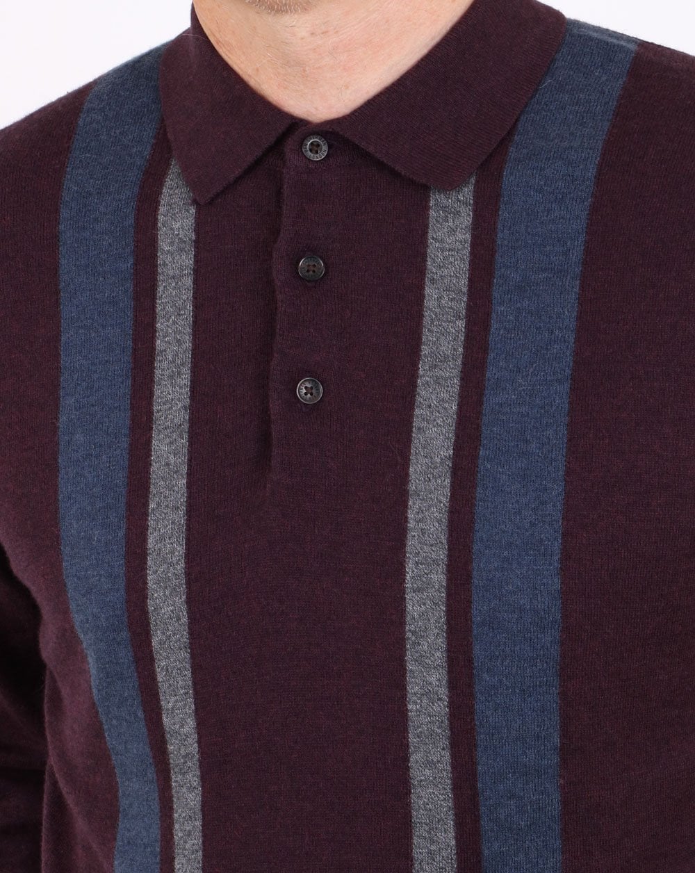 Ben Sherman Colour Block Knit Polo Wine