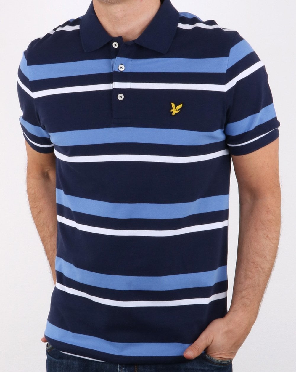 Lyle And Scott – Gestreiftes Poloshirt, Marineblau/Himmelblau