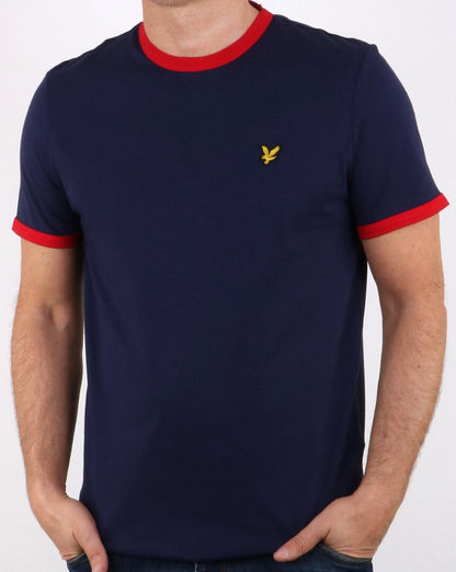 Lyle And Scott Ringer T-Shirt Marineblau/Dunkelrot