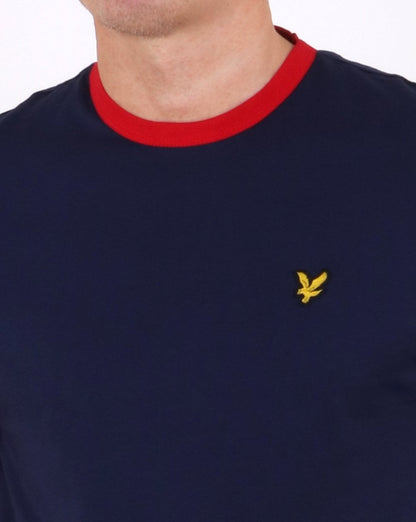 Lyle And Scott Ringer T-Shirt Marineblau/Dunkelrot