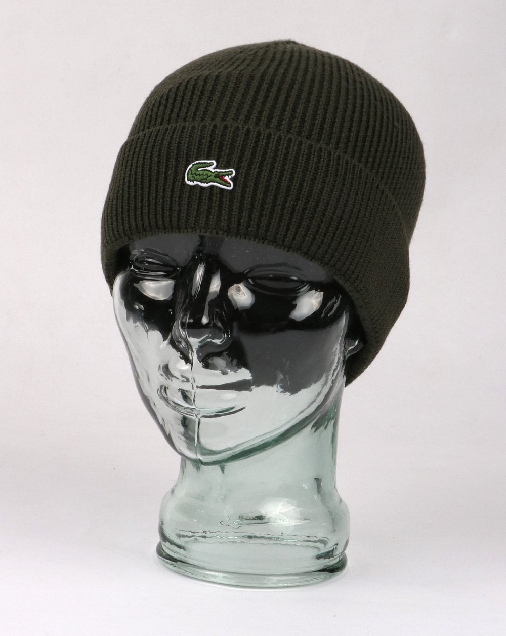 Lacoste Turn Up Gerippte Wollmütze Grün