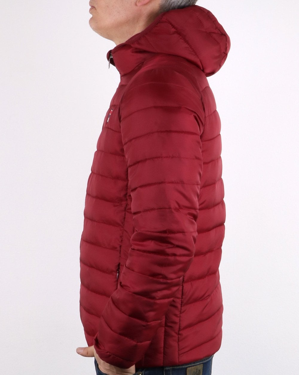 Fila Vintage Wattierte Pufferjacke in Burgunderrot