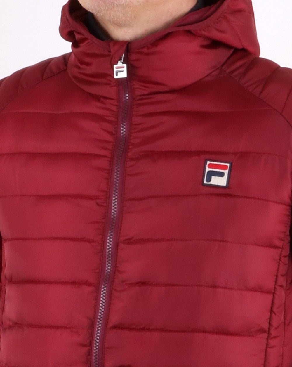 Fila Vintage Wattierte Pufferjacke in Burgunderrot