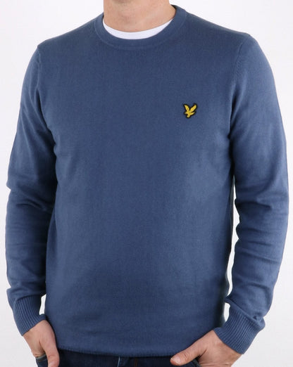 Lyle And Scott – Rundhalspullover aus Baumwoll-Merinowolle, Frostblau