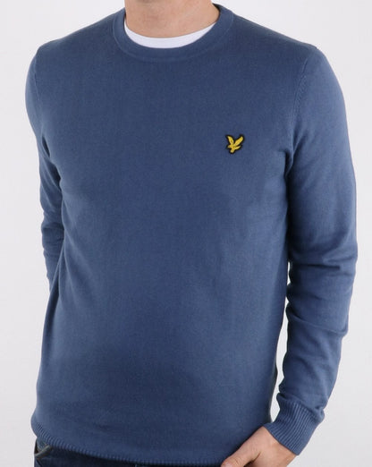 Lyle And Scott – Rundhalspullover aus Baumwoll-Merinowolle, Frostblau