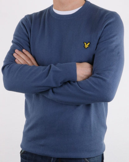 Lyle And Scott – Rundhalspullover aus Baumwoll-Merinowolle, Frostblau