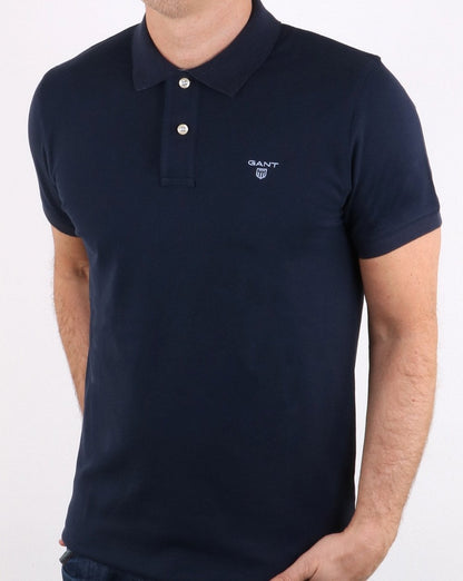 Gant Poloshirt mit Kontrastkragen, Marineblau