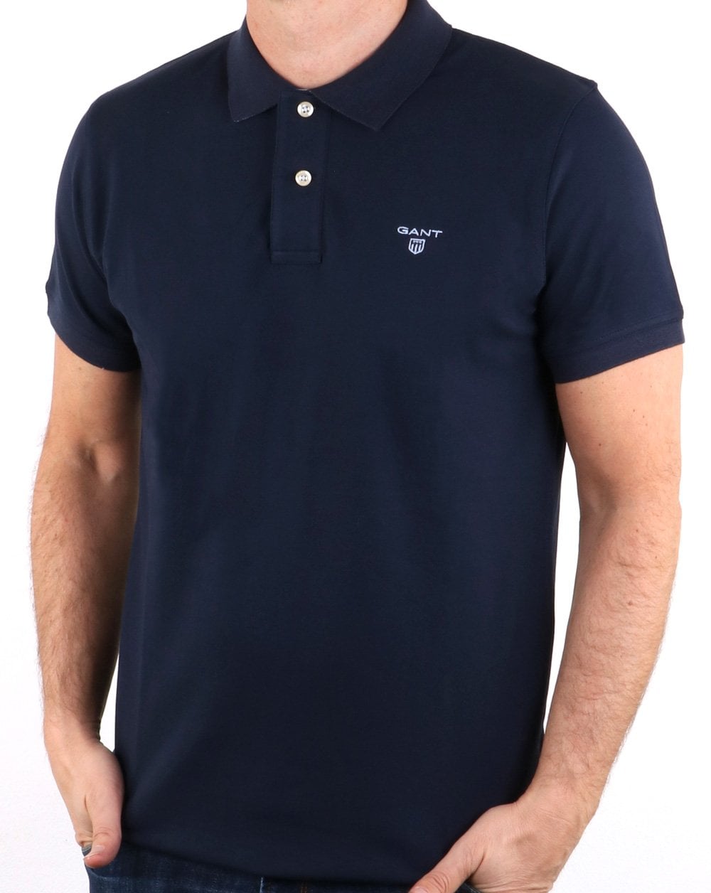 Gant Poloshirt mit Kontrastkragen, Marineblau