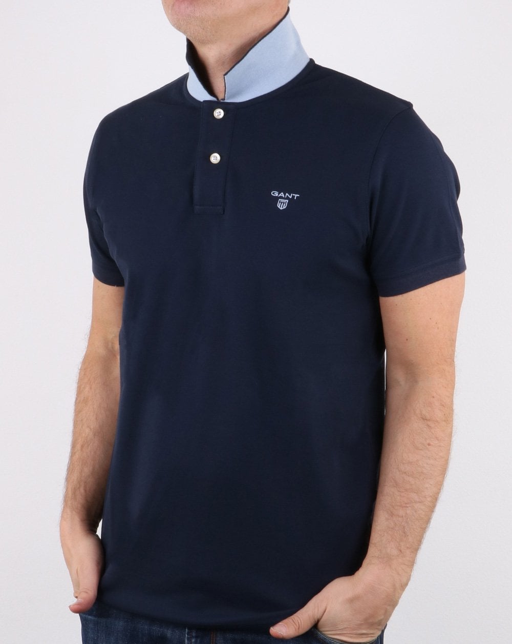 Gant Poloshirt mit Kontrastkragen, Marineblau