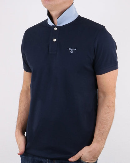 Gant Poloshirt mit Kontrastkragen, Marineblau
