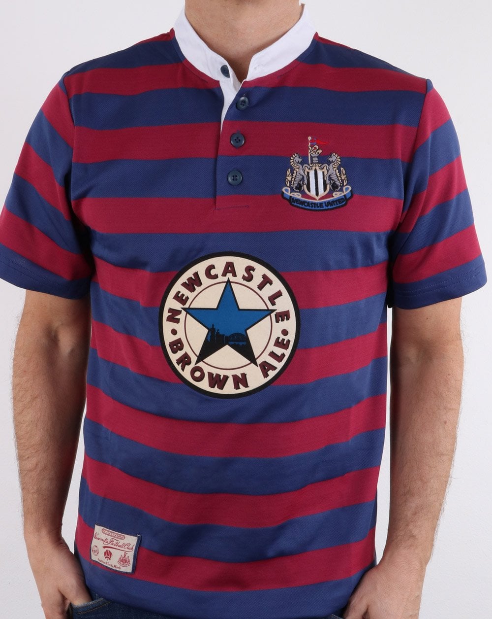 80er Casual Classics Newcastle United 1996 Auswärtstrikot Weinrot/Marineblau