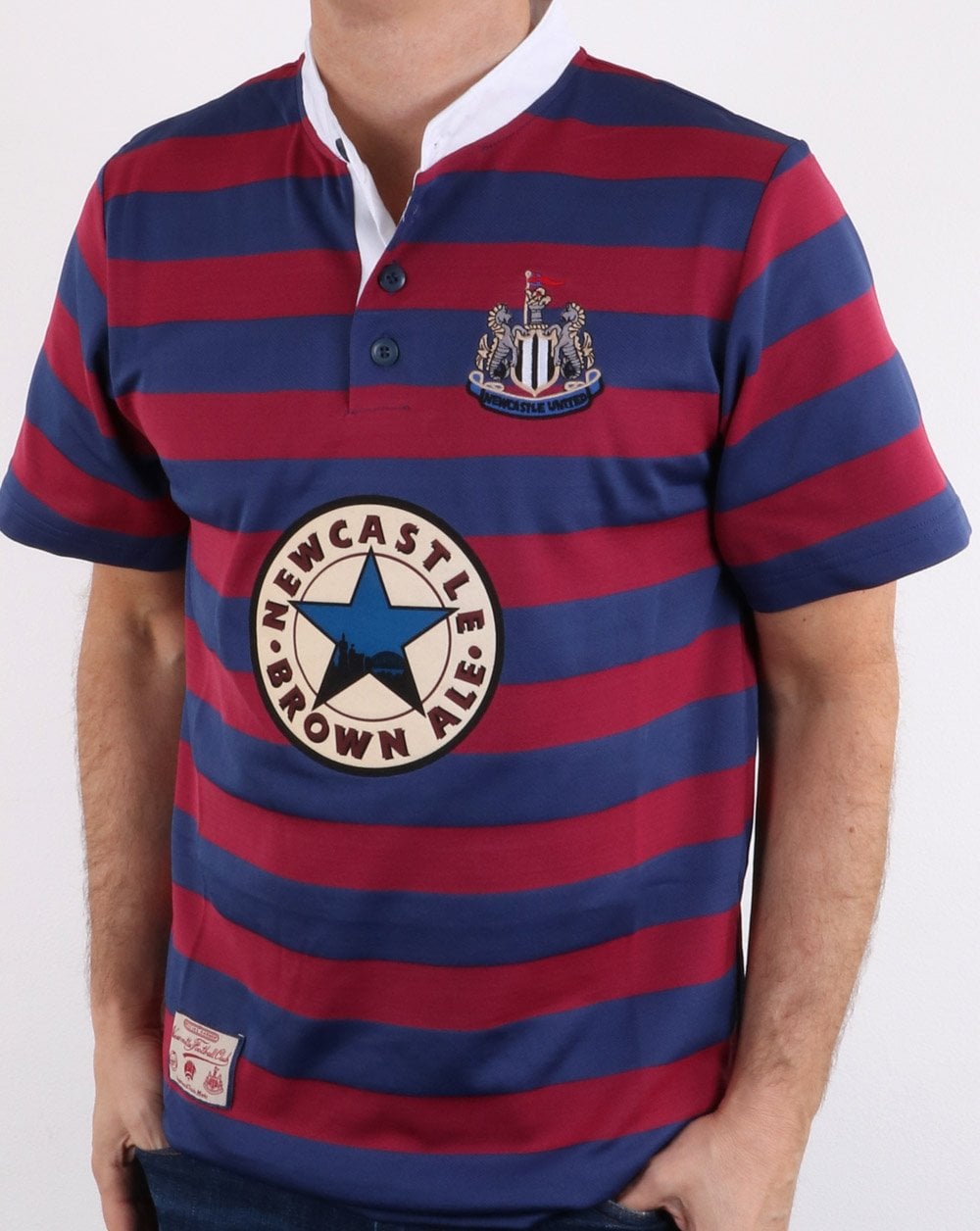 80er Casual Classics Newcastle United 1996 Auswärtstrikot Weinrot/Marineblau