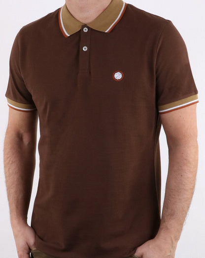 Pretty Green Herren Piqué-Poloshirt mit Streifen Braun