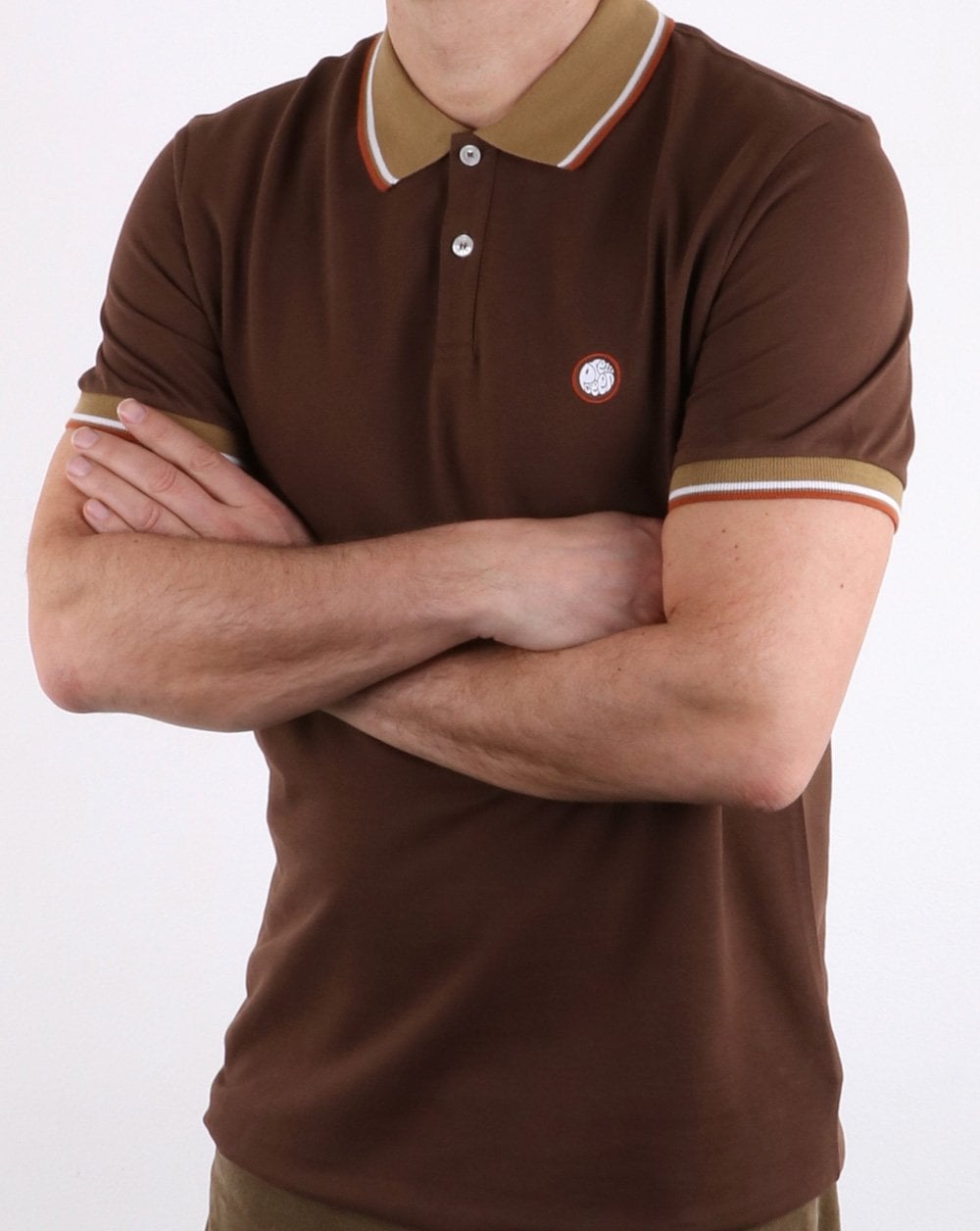 Pretty Green Herren Piqué-Poloshirt mit Streifen Braun