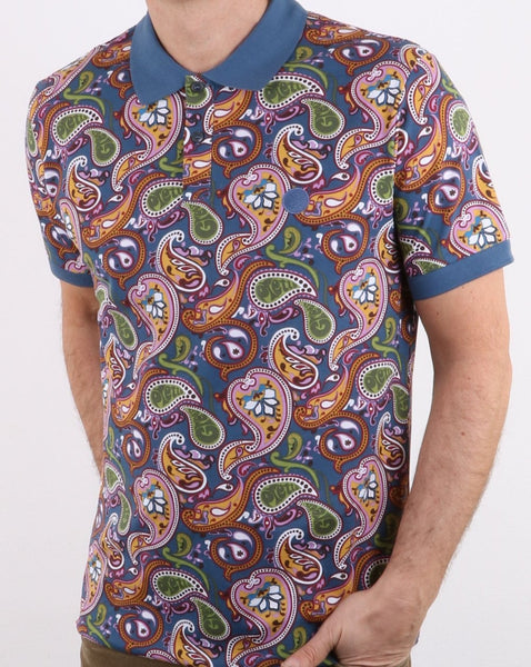 Pretty Green Ranson Paisley Polo Shirt Vintage Paisley