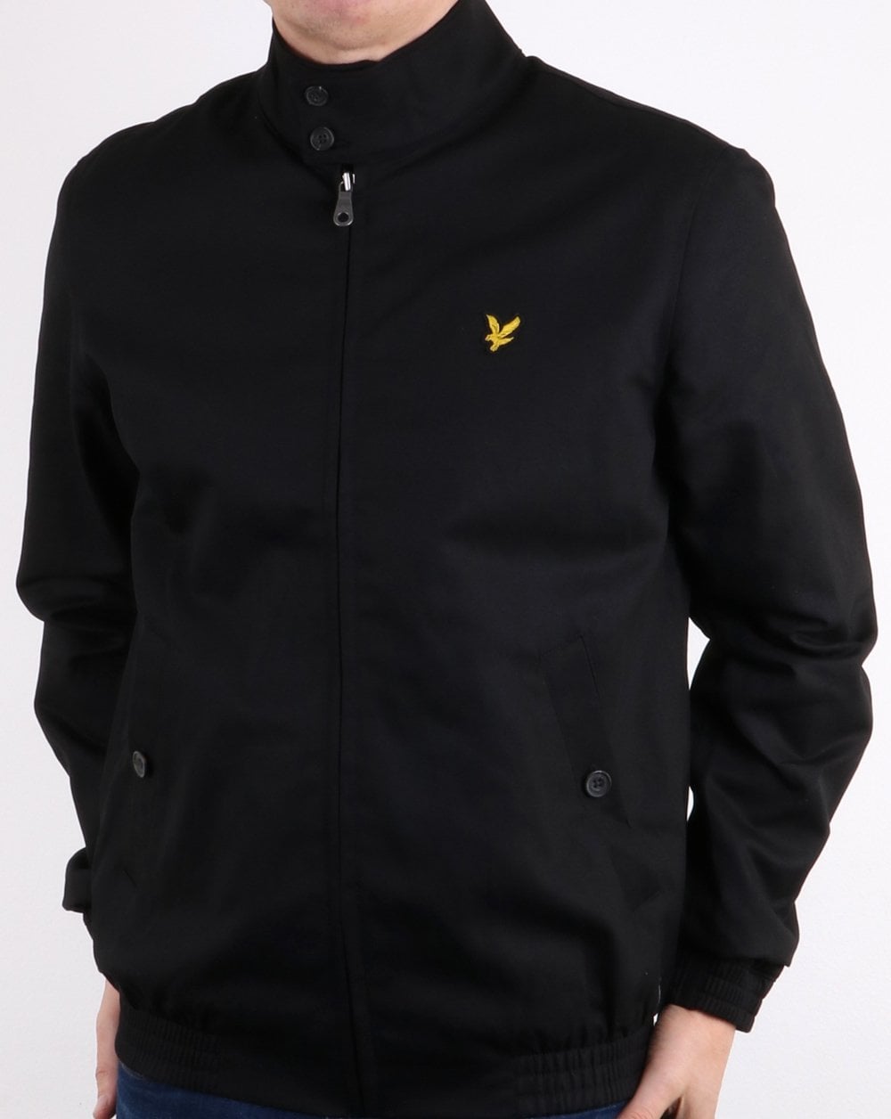 Lyle And Scott – Harrington-Jacke mit Karomuster und Futter in Schwarz