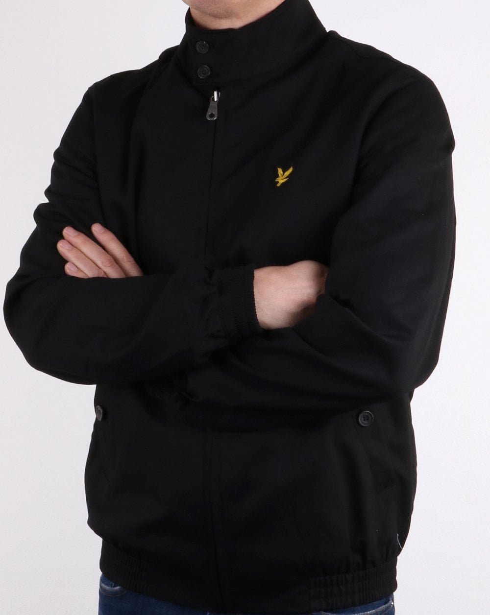 Lyle And Scott – Harrington-Jacke mit Karomuster und Futter in Schwarz