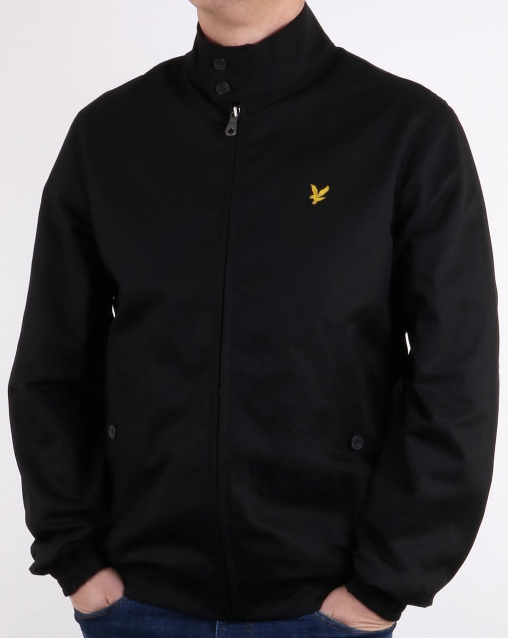 Lyle And Scott – Harrington-Jacke mit Karomuster und Futter in Schwarz