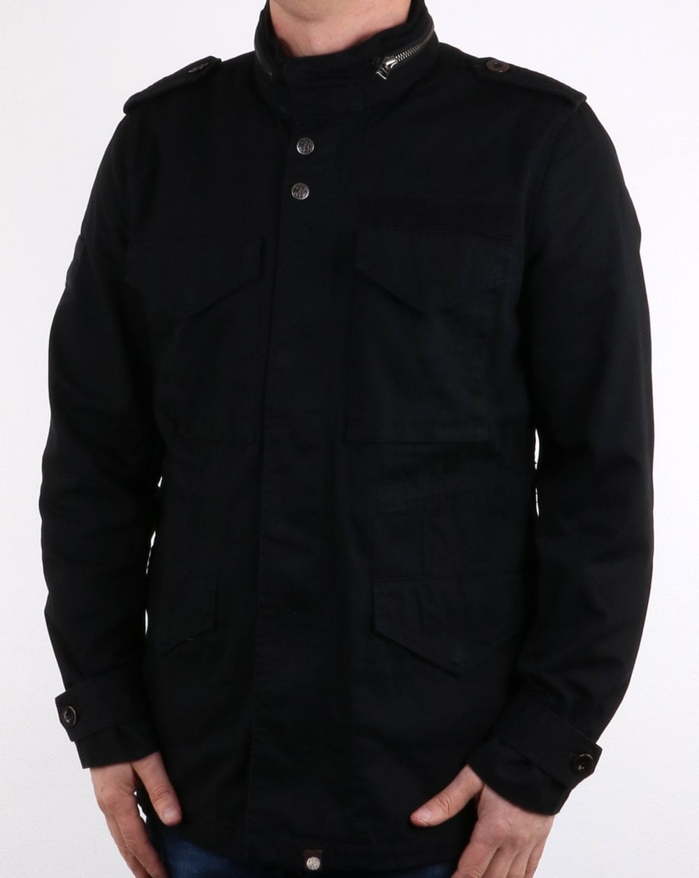 Pretty Green M65 Jacke aus Baumwolle in Schwarz