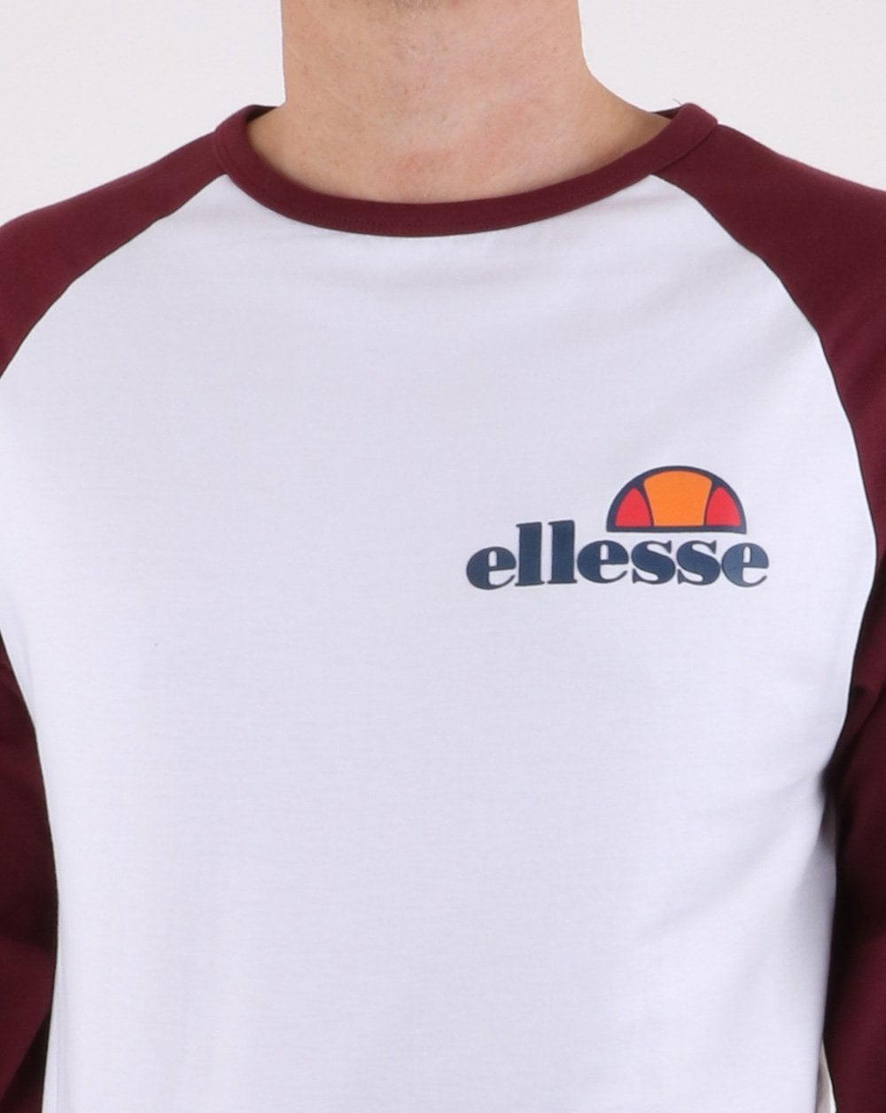 Ellesse Thero Langarm-T-Shirt Weiß/Burgund 