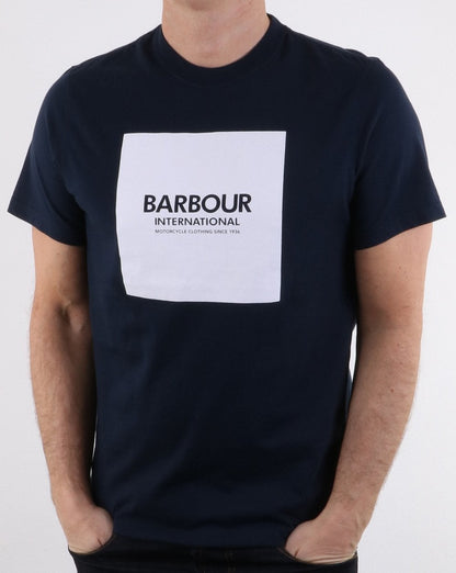 Barbour Block Square T-Shirt Marineblau – Weiß