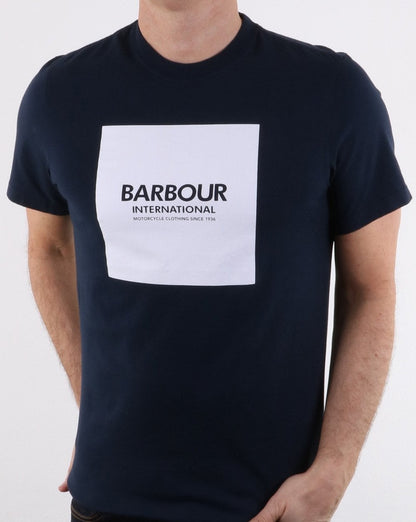 Barbour Block Square T-Shirt Marineblau – Weiß