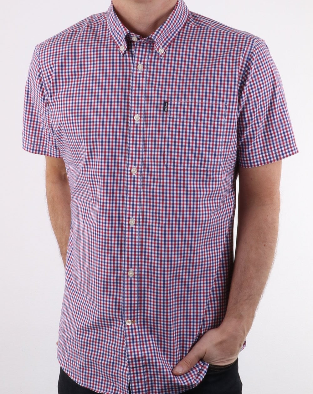 Barbour – Kurzärmliges, mehrfarbig kariertes Gingham-Hemd