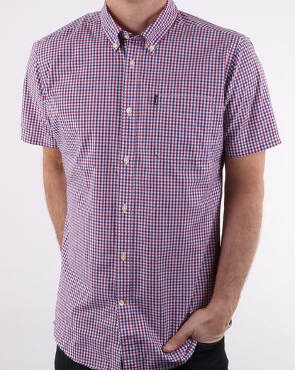 Barbour – Kurzärmliges, mehrfarbig kariertes Gingham-Hemd