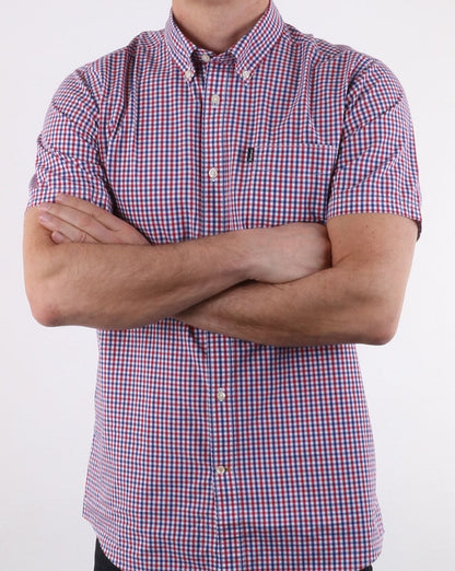 Barbour – Kurzärmliges, mehrfarbig kariertes Gingham-Hemd