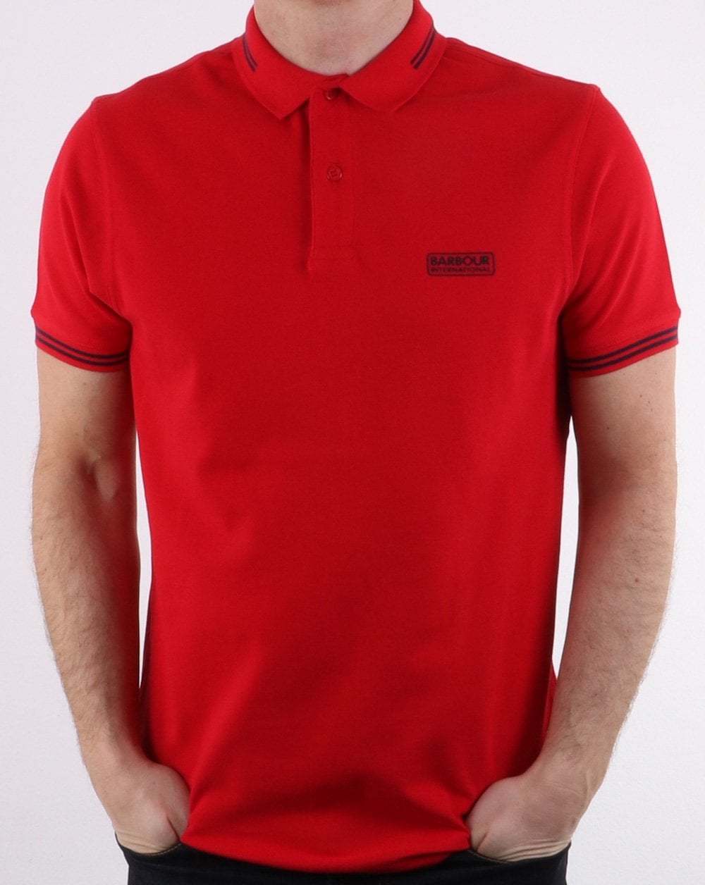 Barbour Poloshirt mit Streifen in Rot