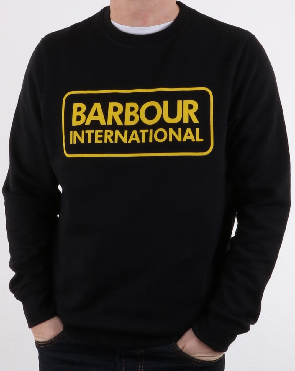 Barbour International Sweatshirt mit großem Logo, Schwarz