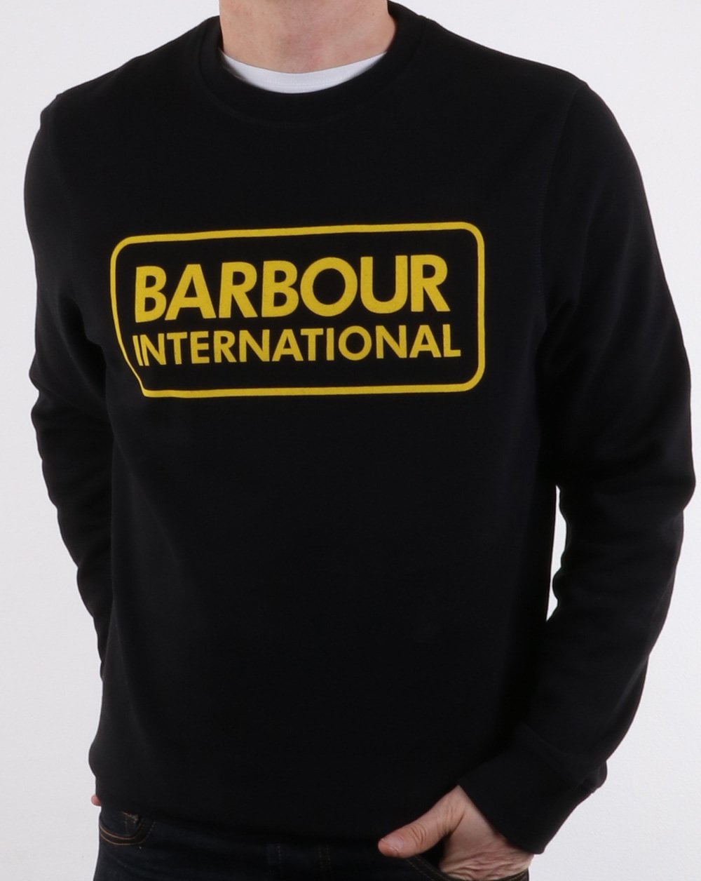 Barbour International Sweatshirt mit großem Logo, Schwarz