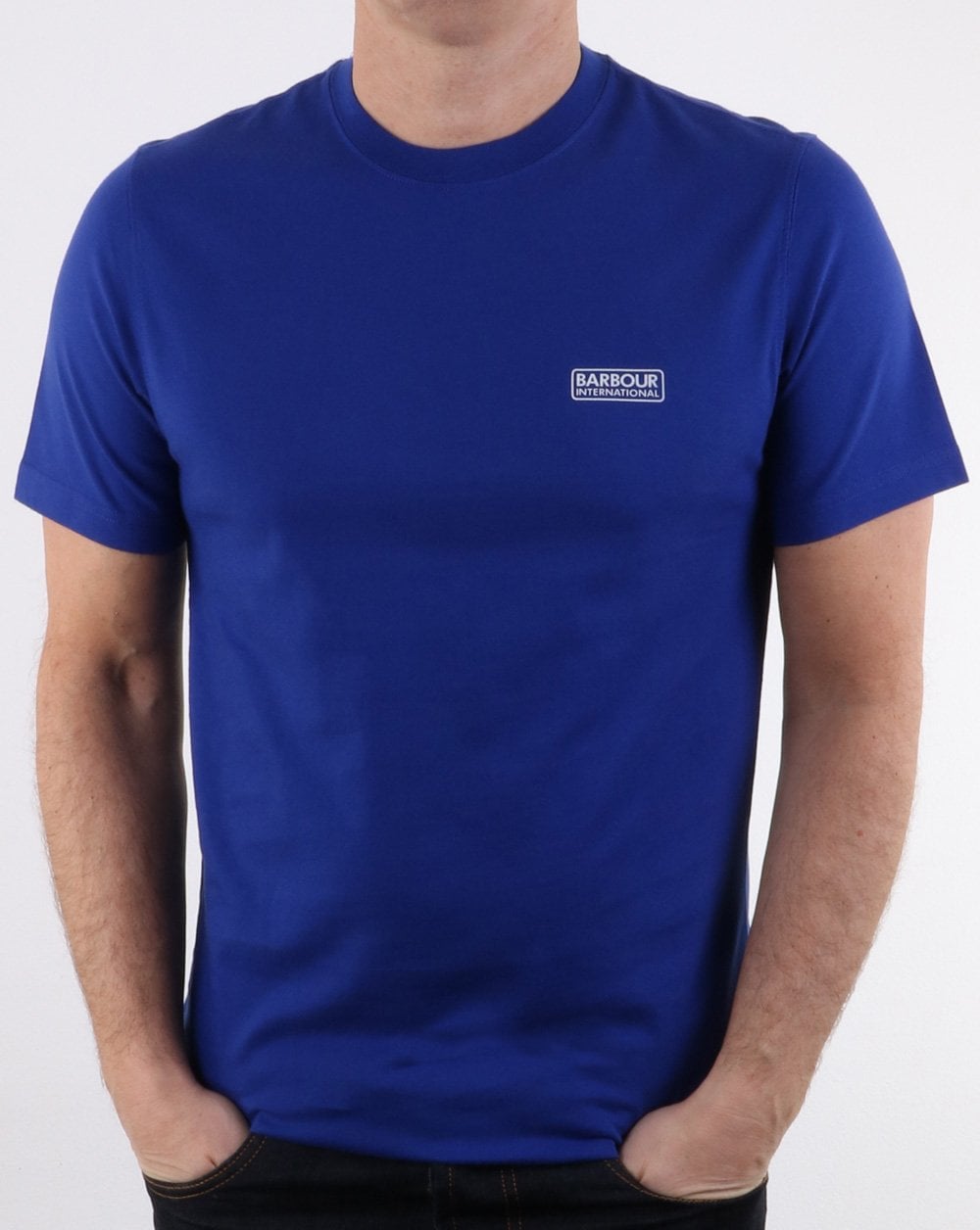 Barbour International – T-Shirt mit kleinem Logo in Blau