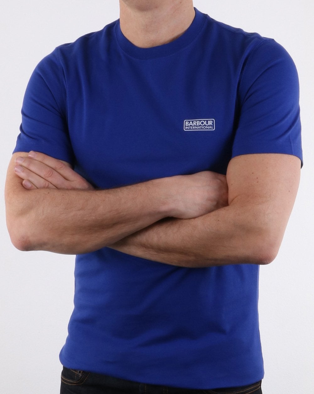 Barbour International – T-Shirt mit kleinem Logo in Blau