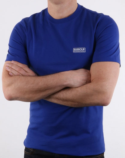 Barbour International – T-Shirt mit kleinem Logo in Blau