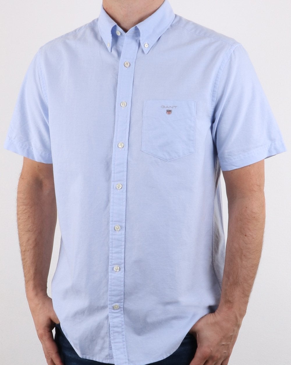 Gant The Oxford Shirt Reg Short Sleeve Shirt Capri Blue
