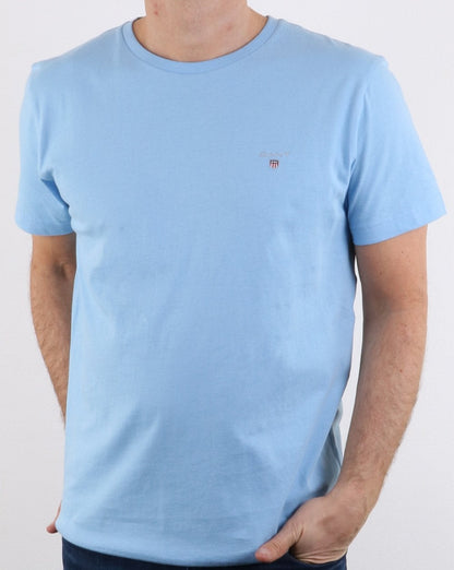 Gant Solides T-Shirt mit Rundhalsausschnitt, Capriblau