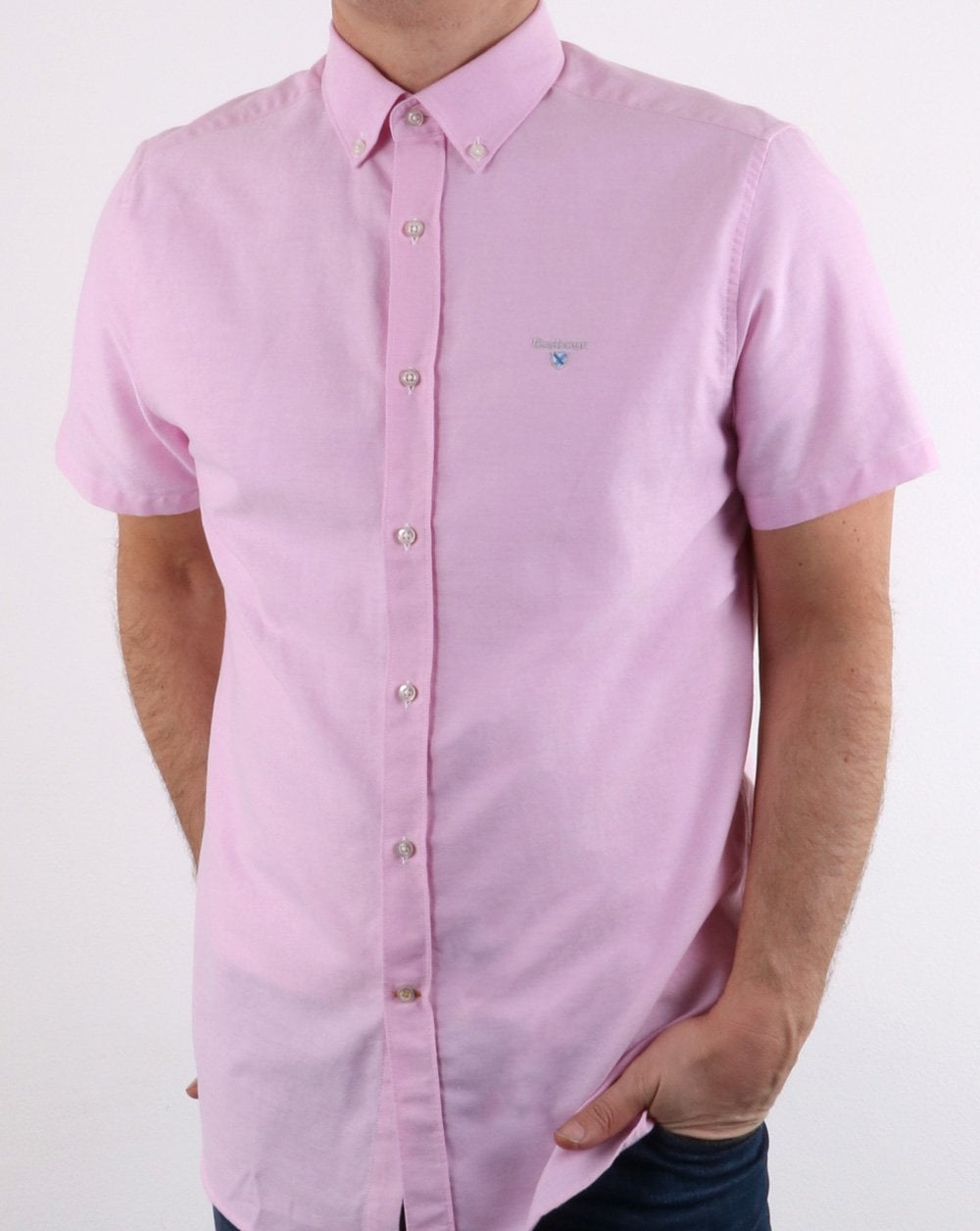 Barbour Oxford Kurzarmhemd Rosa