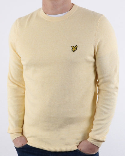 Lyle And Scott – Rundhalspullover aus Baumwoll-Merinowolle in Vanille-Creme-Melange