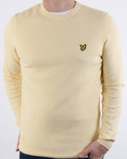 Lyle And Scott – Rundhalspullover aus Baumwoll-Merinowolle in Vanille-Creme-Melange