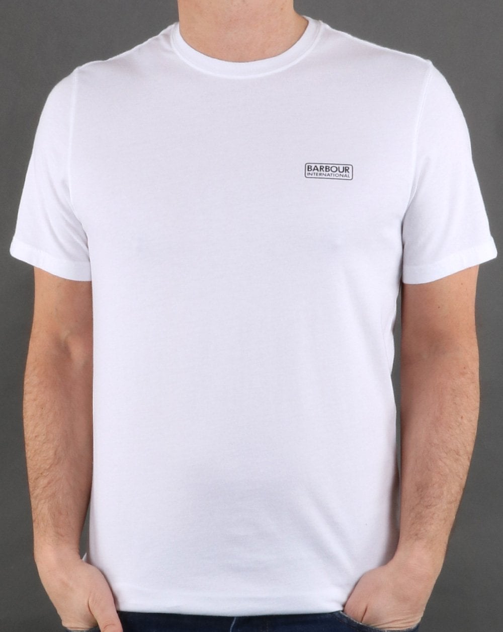 Barbour International – Weißes T-Shirt mit kleinem Logo