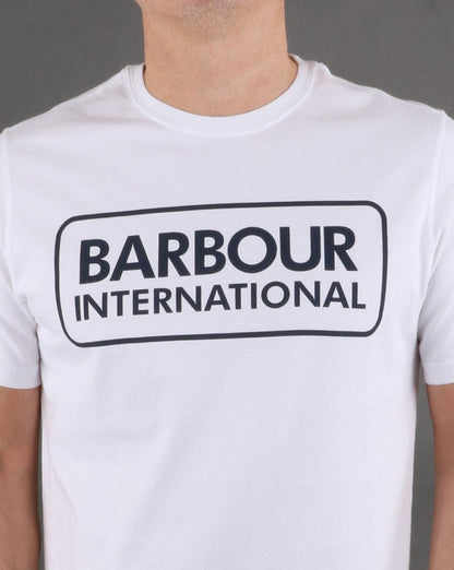 Barbour International – T-Shirt mit Blocklogo in Weiß