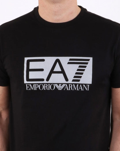 Emporio Armani – EA7 – Schwarzes T-Shirt mit Box-Logo