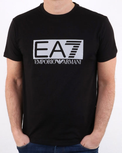 Emporio Armani – EA7 – Schwarzes T-Shirt mit Box-Logo