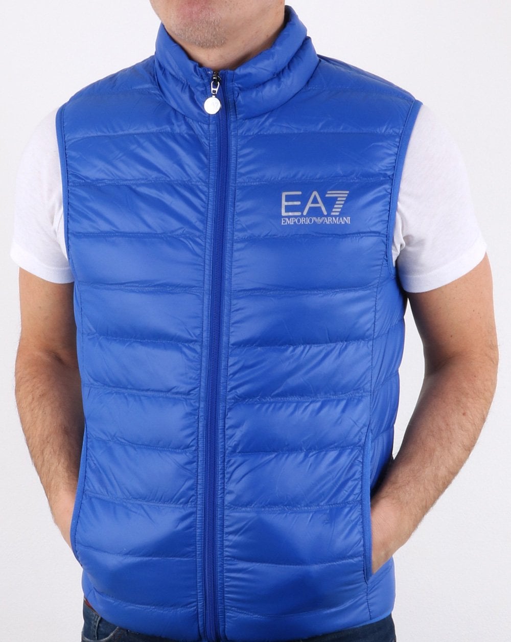 Emporio Armani – EA7 Core – Daunenweste mit Reißverschluss und Logo in Königsblau