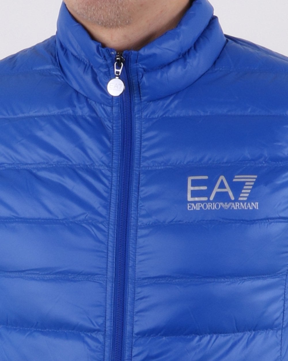 Emporio Armani – EA7 Core – Daunenweste mit Reißverschluss und Logo in Königsblau