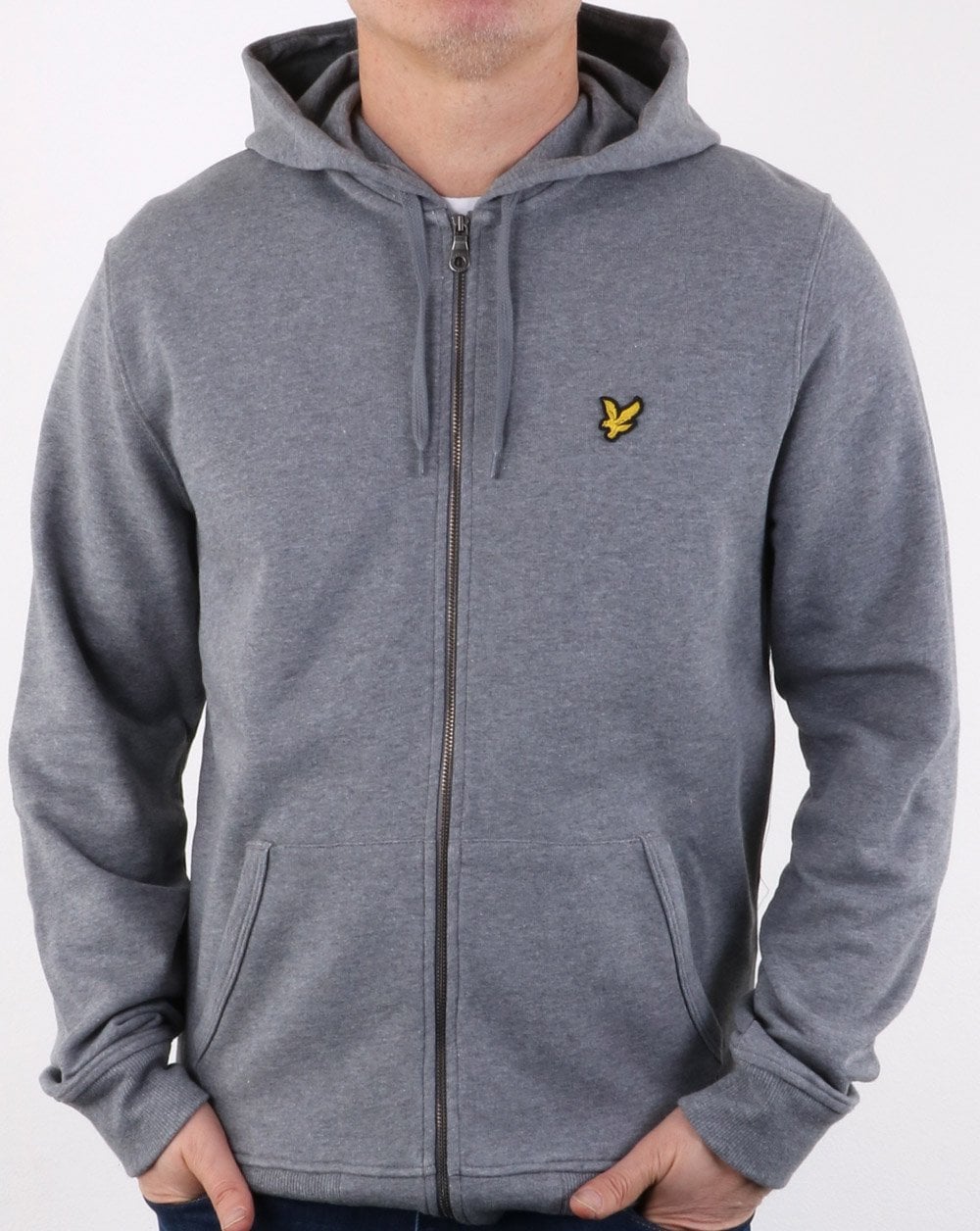 Lyle And Scott – Durchgehender Kapuzenpullover mit Reißverschluss in Mittelgrau